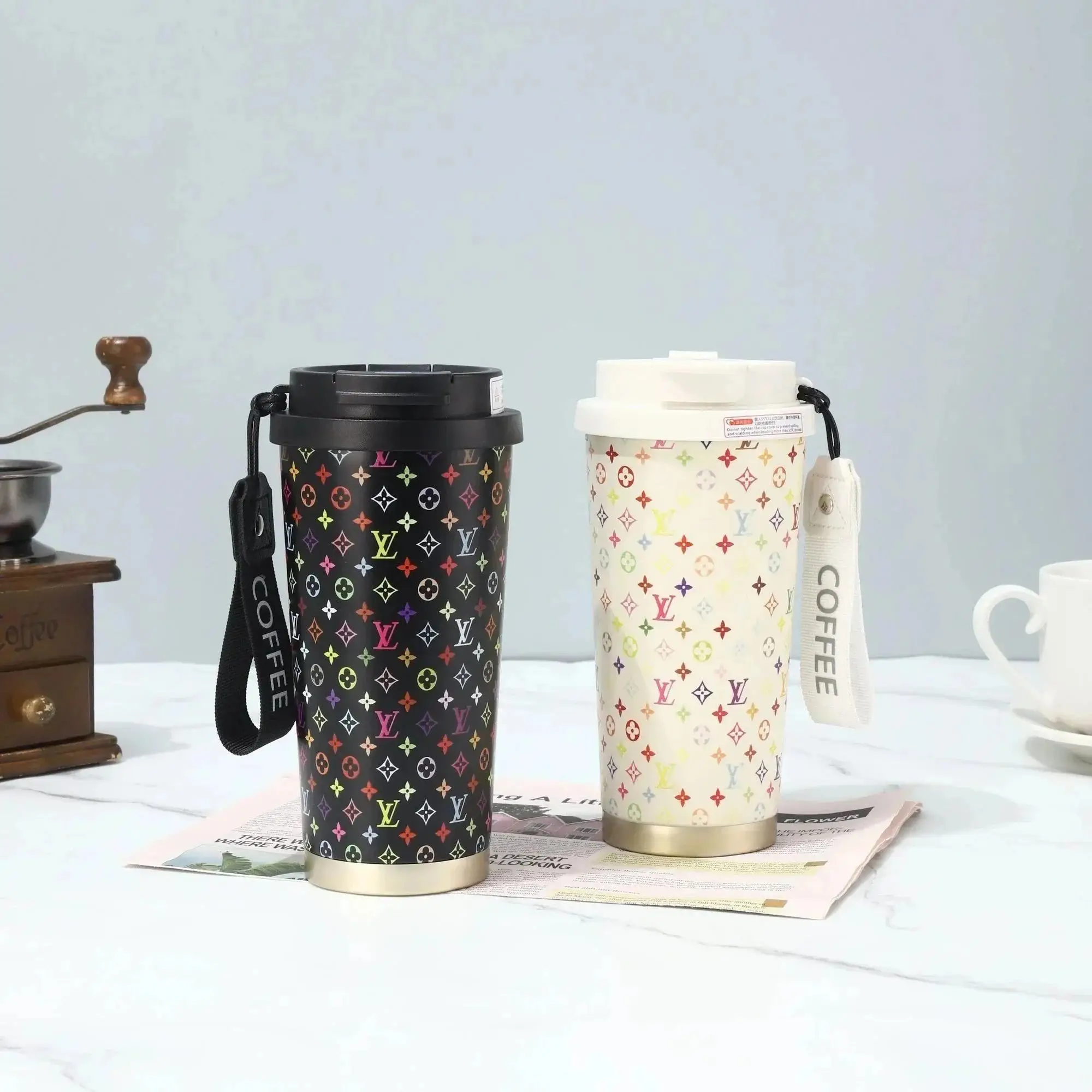 Louis Vuitton LV light luxury high-end large capacity insulated coffee cup